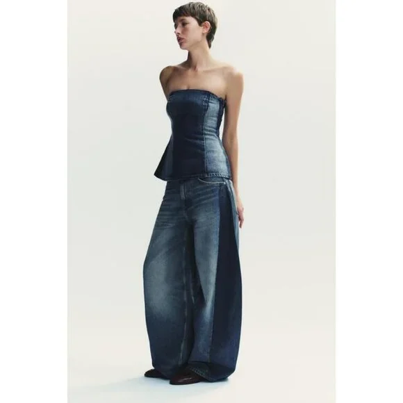 ZARA TRF OVERSIZE BALLOON HIGH-WAIST JEANS - Picture 4 of 9